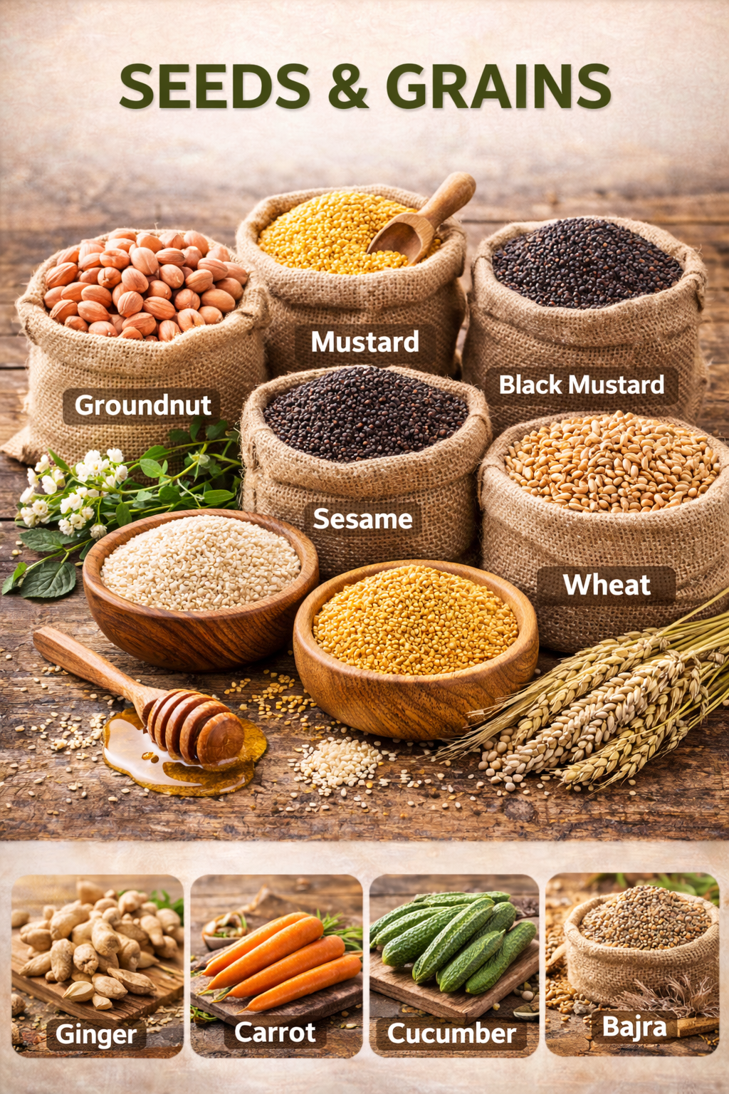 Seeds & Grains Exporter from India | Bulk Supply of Mustard, Sesame & Wheat