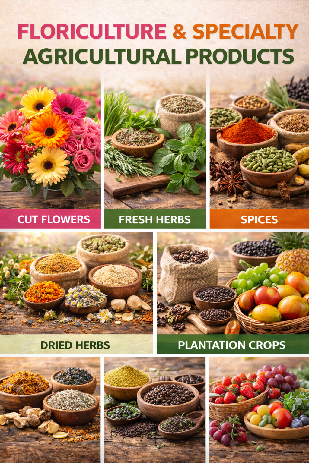 Premium Floriculture, Herbs & Spices Exporter | Global Agricultural Supply